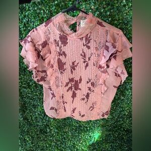 Cleobella Pink Floral Ruffle Blouse